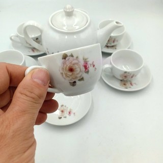 Bộ ấm chén Bát Tràng hoa cỏ mùa xuân uống trà ngày tết đẹp