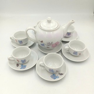 Bộ Ấm Chén Bát Tràng Hoa Hồng Tím Dung Tích 400 ML Có Hộp Pha Trà Ngày Tết