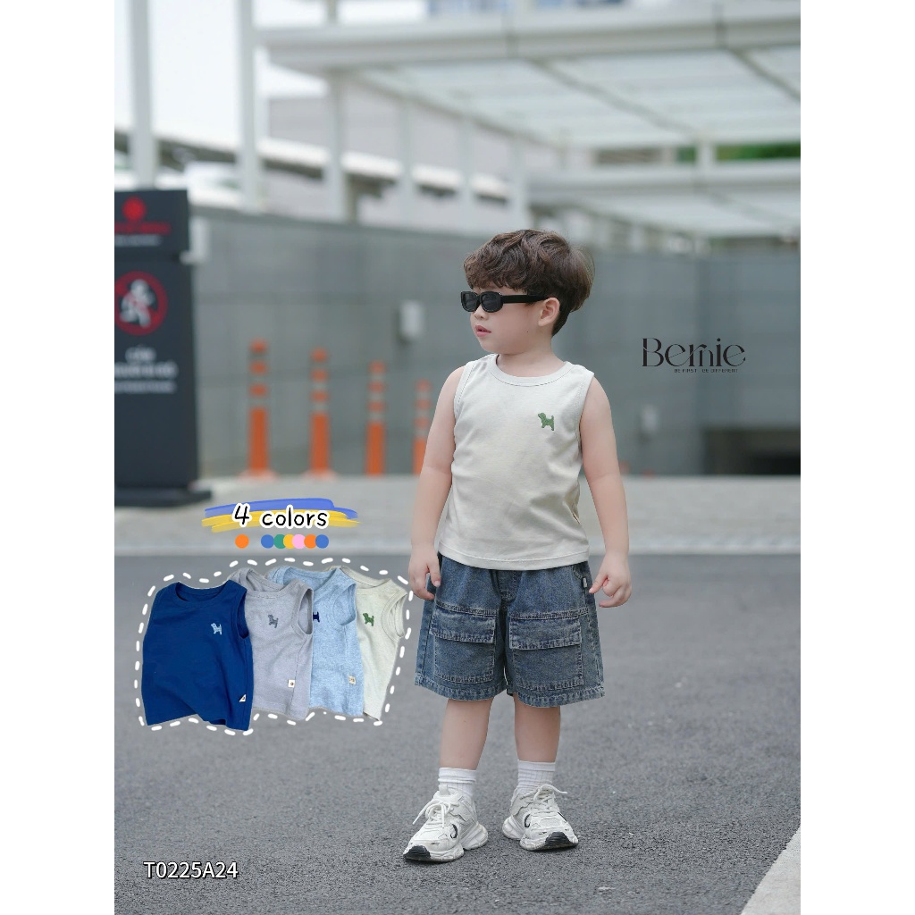 Áo ba lỗ puppy năng động cho bé trai, áo thun ba lỗ mềm mát cho bé T0225A24