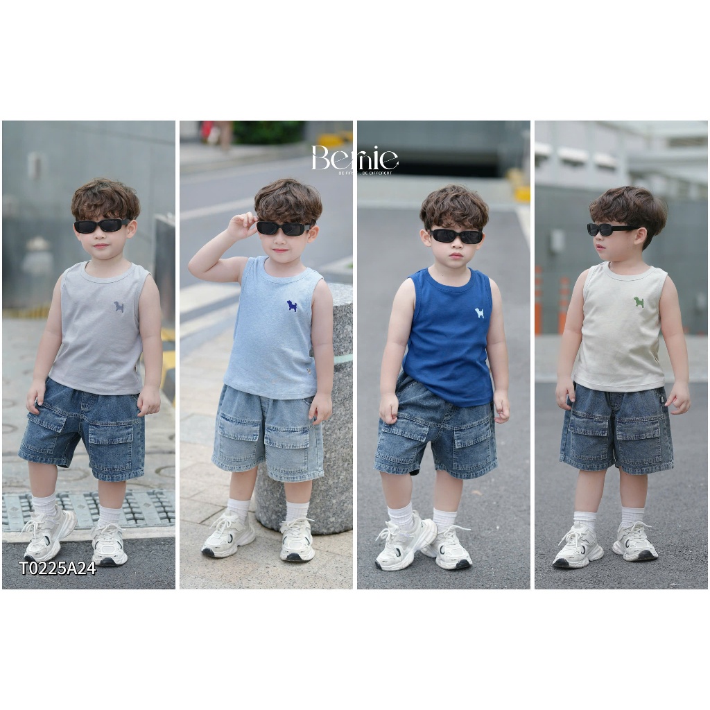 Áo ba lỗ puppy năng động cho bé trai, áo thun ba lỗ mềm mát cho bé T0225A24