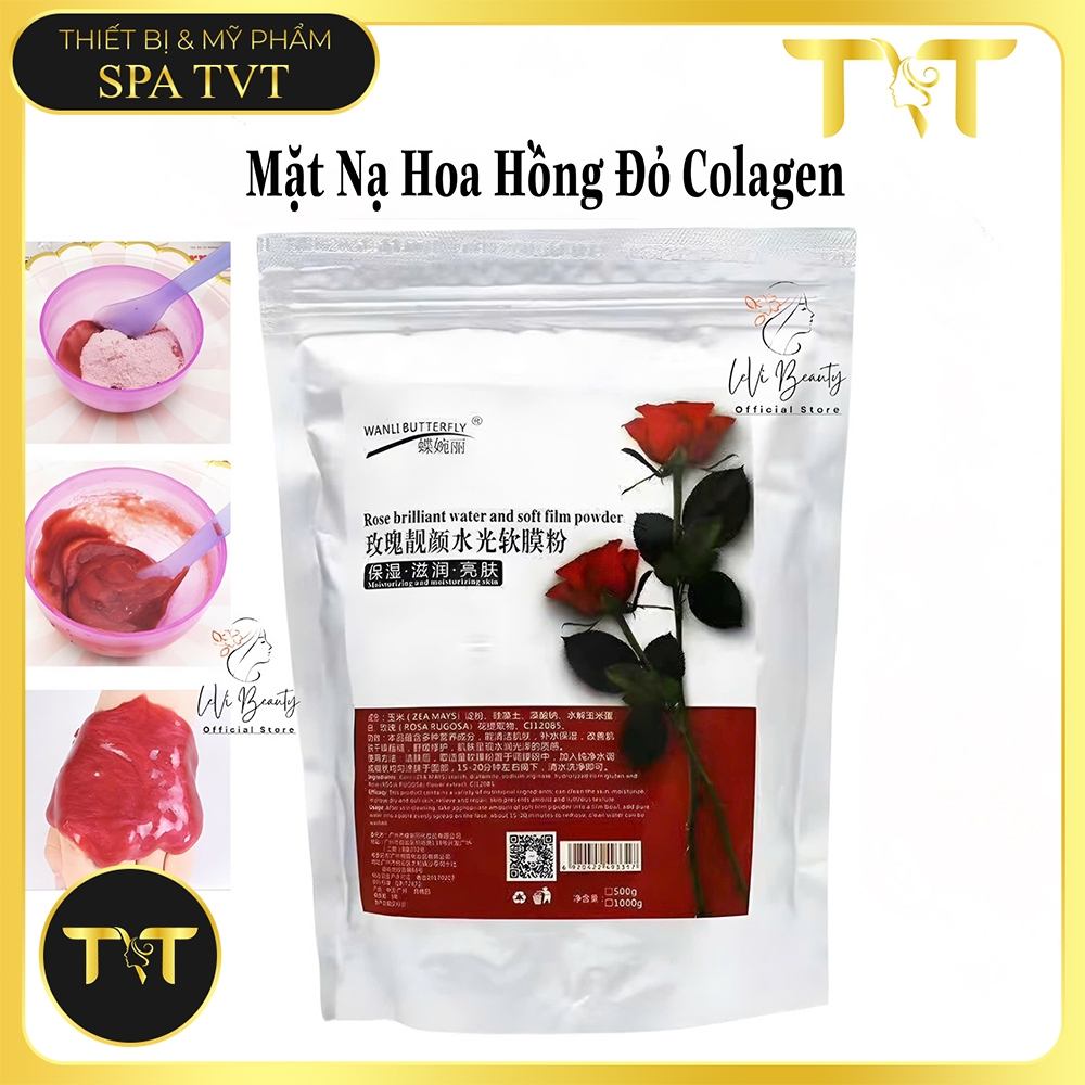 Mặt Nạ Hoa Hồng Collagen, Mặt Nạ Hoa Hồng Đỏ Dưỡng Ẩm, Làm Sáng Da, Se Khít Lỗ Chân Lông