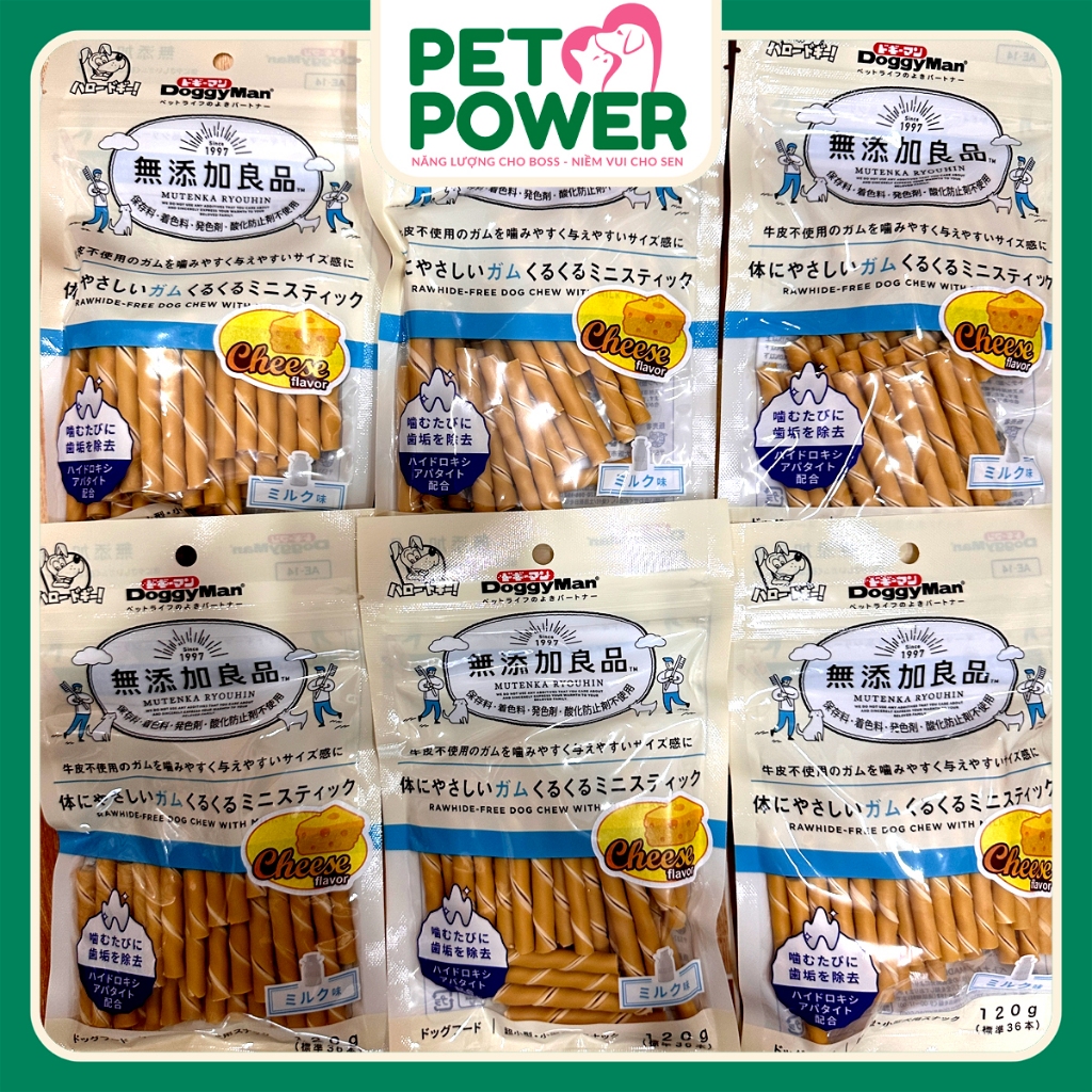 [Chính Hãng] - Que gặm DoggyMan cho chó hương phô mai - Size mini 120g