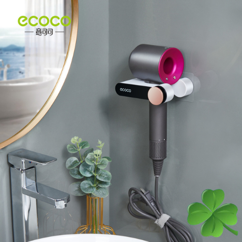 Giá Để Máy Sấy Tóc ECOCO, Kệ Treo Máy Sấy Tóc Kèm Cốc Đựng Đồ Tiện Lợi, Nhựa ABS Cao Cấp 2207