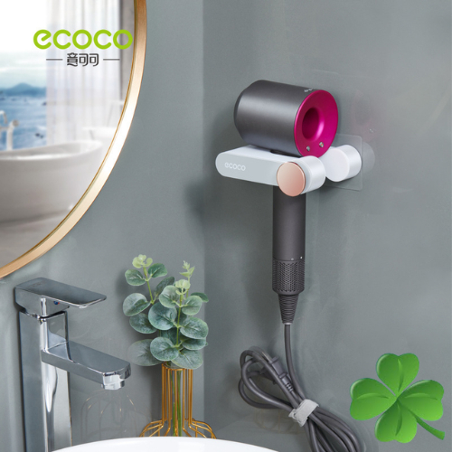 Giá Để Máy Sấy Tóc ECOCO, Kệ Treo Máy Sấy Tóc Kèm Cốc Đựng Đồ Tiện Lợi, Nhựa ABS Cao Cấp 2207