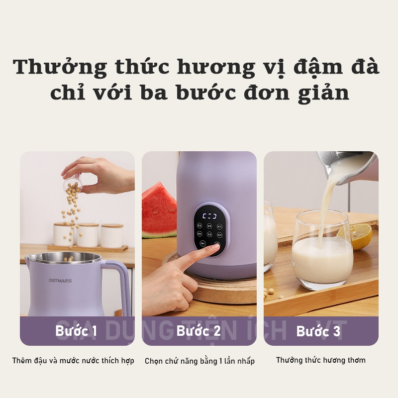 [ BẢN 2000ML ] Máy Làm Sữa Hạt Đa Năng OSTMARS Nấu Cháo Súp Hẹn Giờ Thông Minh Công Suất 800W, Dung Tích 2000ml -VT