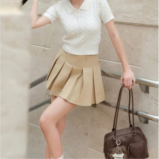 Chân váy xếp ly ngắn form xòe chất kaki hàn cạp cao tôn dáng xếp li to basic thiết kế CV32 DELIZ