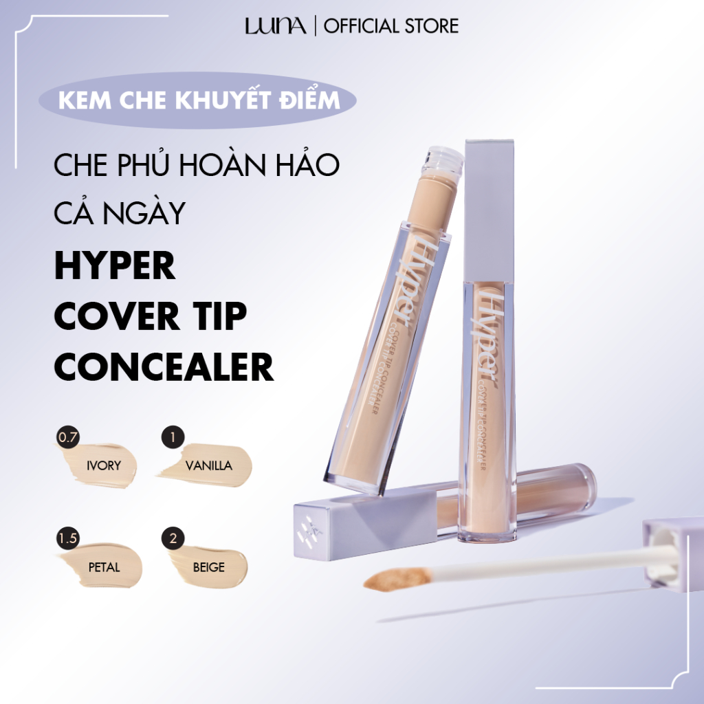 Kem che khuyết điểm Luna Hyper Cover Tip Concealer cho lớp nền mỏng nhẹ mịn mượt 6g
