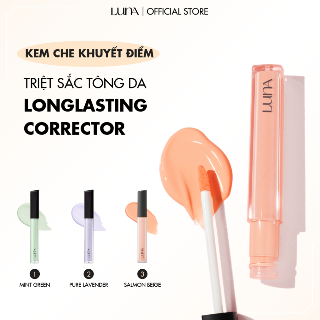 Kem che khuyết điểm Luna LongLasting Corrector hiệu chỉnh làn da thâm quầng, mụn đỏ 7.5g