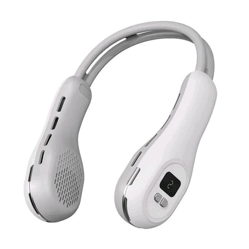 Quạt Đeo Cổ Mini 2 Đầu Làm Mát 3 Cấp Gió – Quạt Cổ Đeo RGB 360° Sạc Type-C