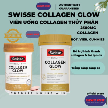 Swisse Beauty Collagen Glow - Collagen ÚC thủy phân đẹp da BỘT|VIÊN