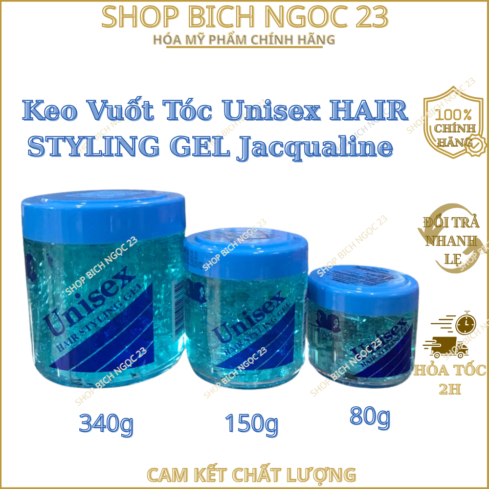 Keo Vuốt Tóc Unisex Hair Styling Gel Jacqualine 80g - 150g - 340g