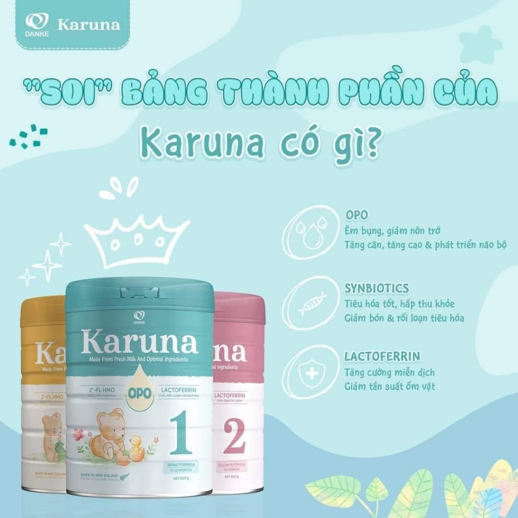 [🔥699K DATE 2027+LY KARUNA🔥] Sữa Karuna Infant Formula Số 1, 2, 3  800g Phát Triển Toàn Diện, Bổ Sung OPO, Chất