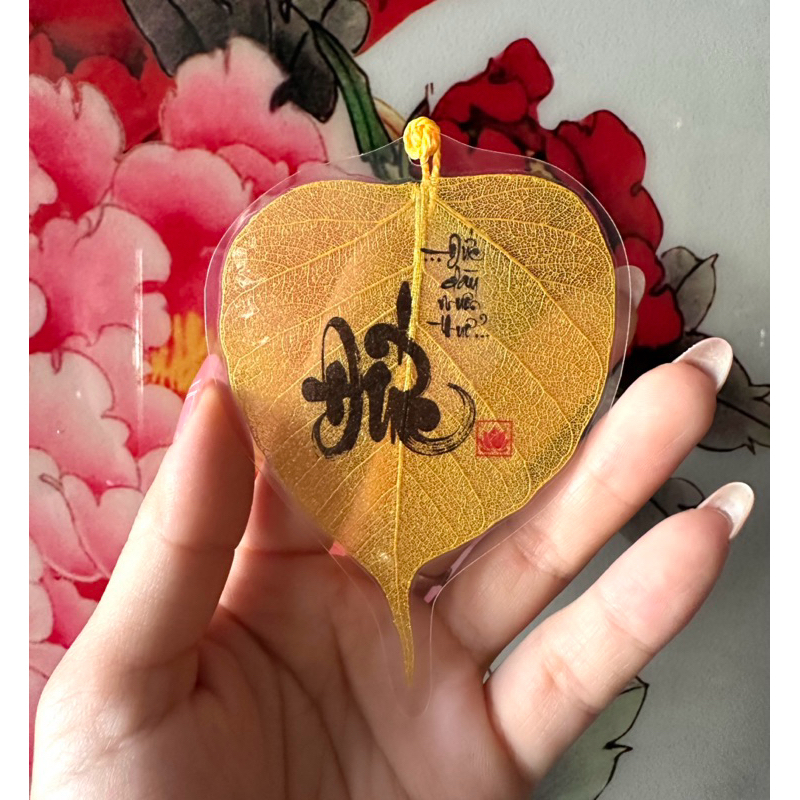 Lá Bồ Đề Chữ Thư Pháp Bình An - Tài Lộc