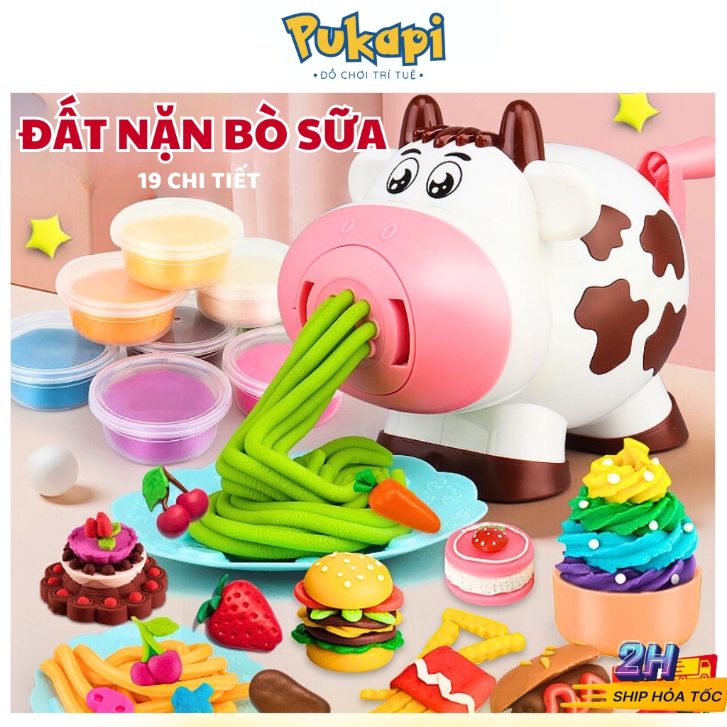 Đồ Chơi Đất Nặn Tạo Hình Theo Khuôn Bò Sữa Làm Kem Làm Mì Dụng Cụ Đất Nặn An Toàn Đa Dạng Màu Sắc- Đồ Chơi Cho Bé PUKAPI
