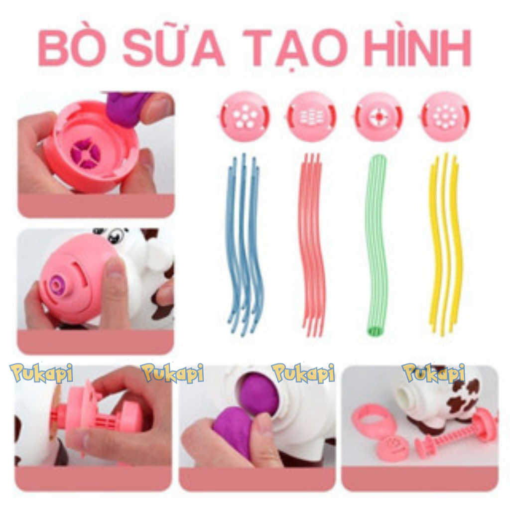 Đồ Chơi Đất Nặn Tạo Hình Theo Khuôn Bò Sữa Làm Kem Làm Mì Dụng Cụ Đất Nặn An Toàn Đa Dạng Màu Sắc- Đồ Chơi Cho Bé PUKAPI