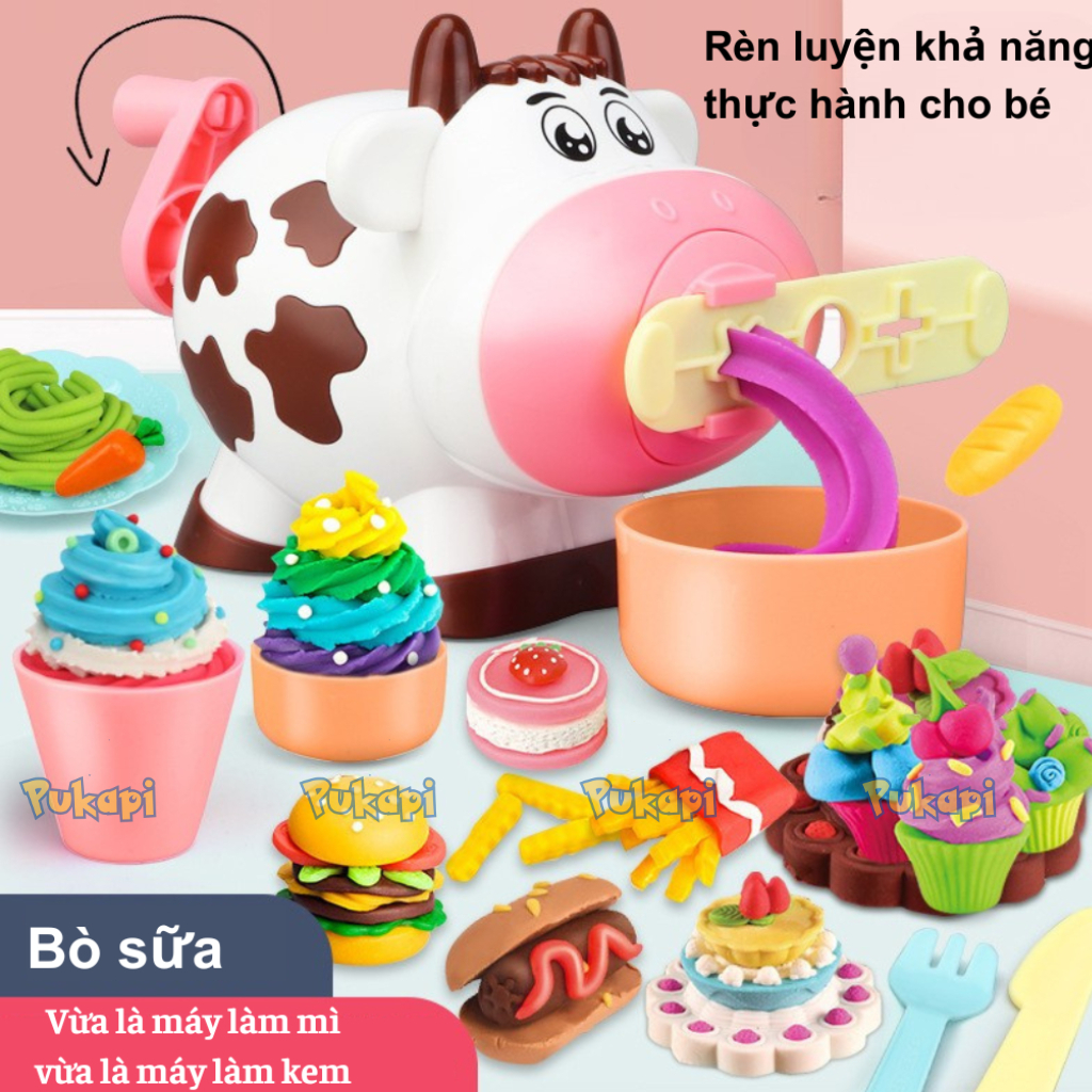 Đồ Chơi Đất Nặn Tạo Hình Theo Khuôn Bò Sữa Làm Kem Làm Mì Dụng Cụ Đất Nặn An Toàn Đa Dạng Màu Sắc- Đồ Chơi Cho Bé PUKAPI
