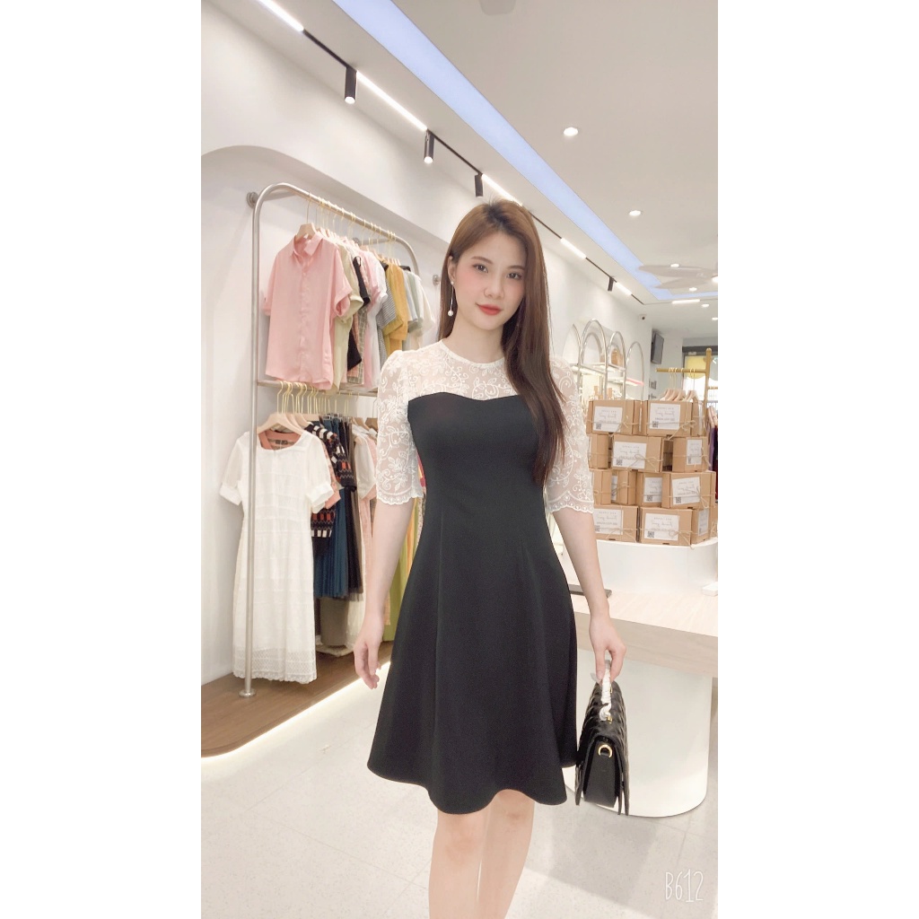 Ảnh Váy xòe  phối ren kiểu dáng thanh lịch mặc đi làm đi chơi  Evalover 4