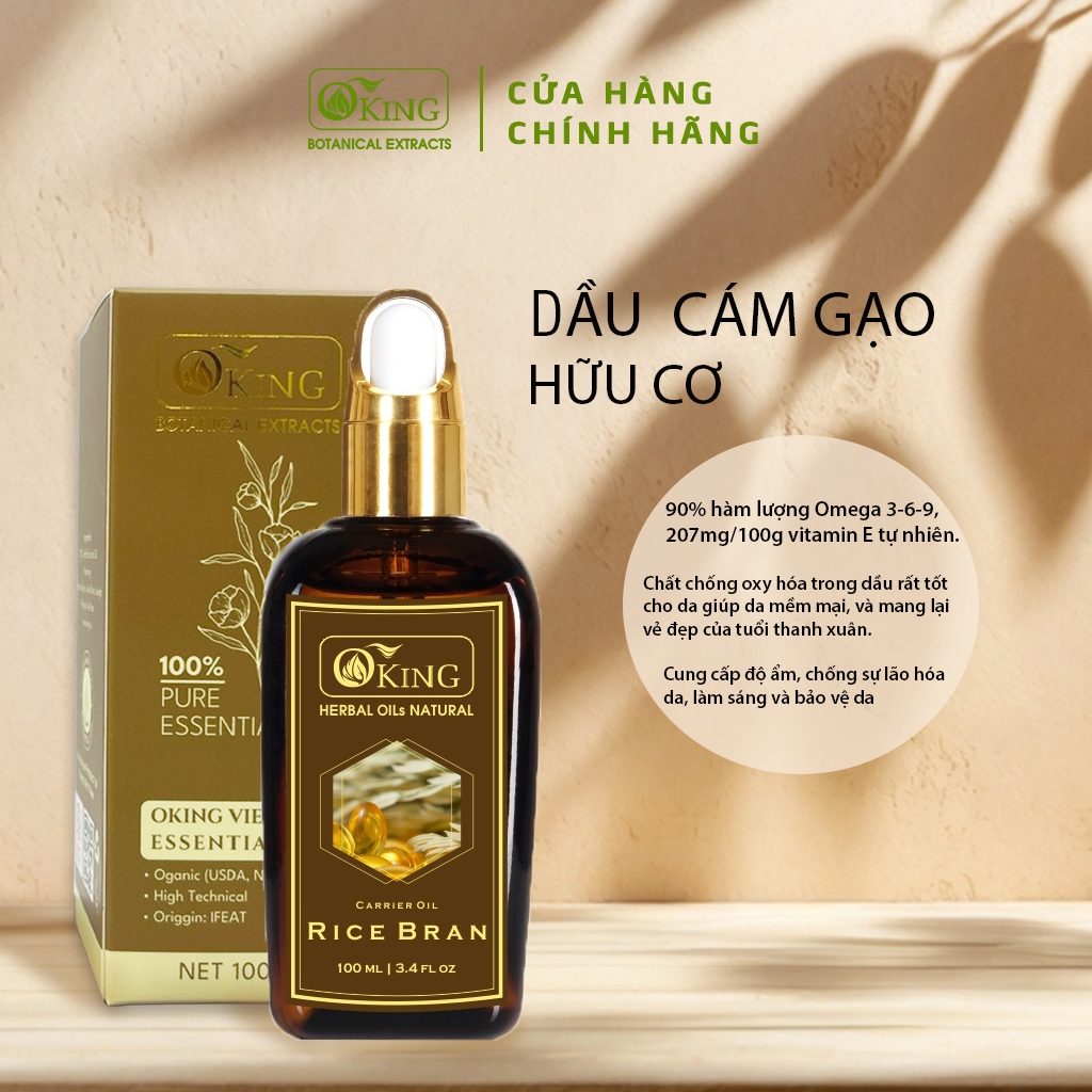 Dầu Cám gạo nguyên chất màu vàng nâu giúp massage và dưỡng da, tóc | Oking Việt Nam