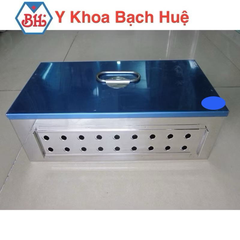 Hộp hấp chữ nhật, hộp hấp dụng cụ inox  D34 x R18 x C12 cm