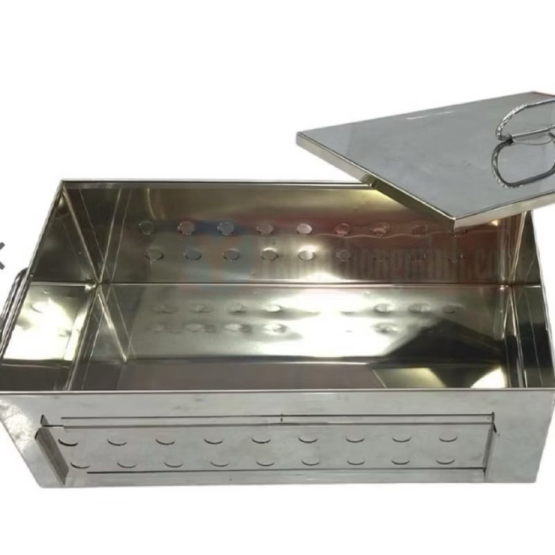Hộp hấp chữ nhật, hộp hấp dụng cụ inox  D34 x R18 x C12 cm