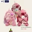 Gấu bông stitch sakura ôm thỏ lông xù cao cấp, Stitch hồng hoa anh đào mẫu mới dễ thương