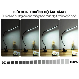 AuraLight Đèn LED Bàn Làm Việc USB Cắm Điện, Đèn Kẹp Sách 3 Màu Chống Cận Xoay 360