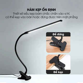 AuraLight Đèn LED Bàn Làm Việc USB Cắm Điện, Đèn Kẹp Sách 3 Màu Chống Cận Xoay 360