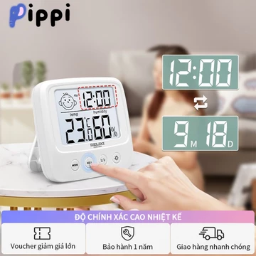 Nhiệt kế phòng, nhiệt ẩm kế, điện tử ẩm kế 3 trong 1 đo nhiệt độ và độ ẩm phòng ngủ cho bé