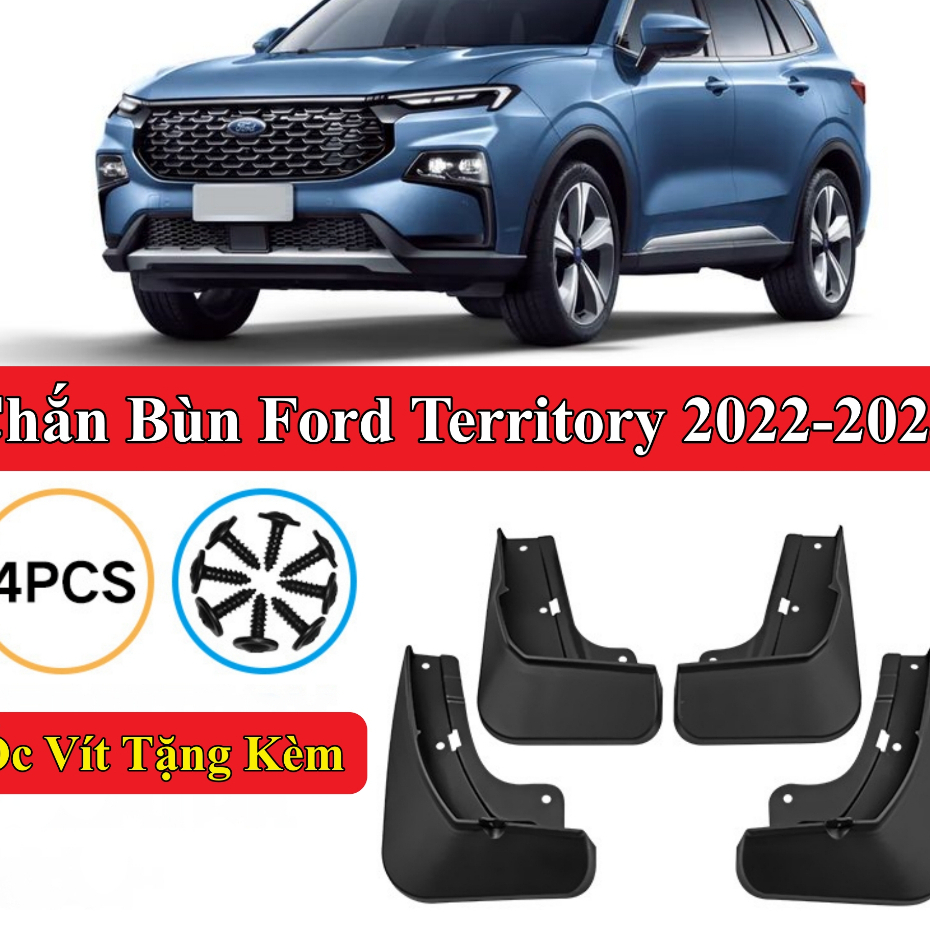 Bộ 4 chắn bùn xe Ford Territory đời 2022 - HIỆN NAY nhựa dẻo cao cấp (tặng kèm ốc vít) - 1 BỘ 4 TẤM