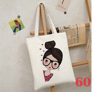 Túi tote túi vải canvas Hàn Quốc hoạ tiết cô gái đựng vừa A4 laptop đi chơi đi học đeo vai phong cách thời trang tota094