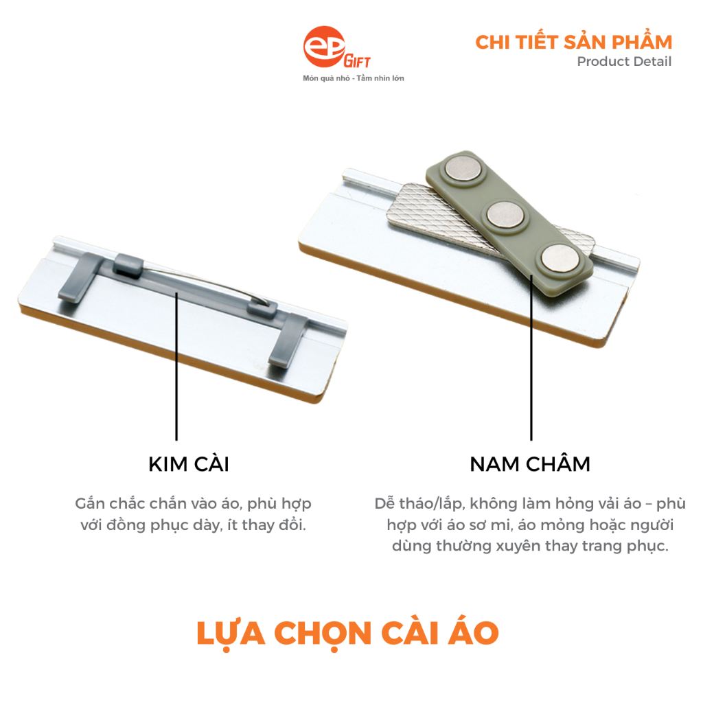 Phôi Bảng Tên Nhân Viên 08 Epvina Gift Chất Liệu Hợp Kim Nhôm Cài Áo Siêu Nhẹ