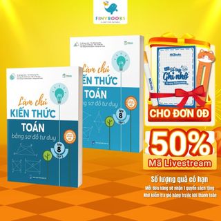 Sách - Tham khảo Lớp 8 - Combo Làm chủ kiến thức Toán bằng sơ đồ tư duy Lớp 8 (Tập 1 + Tập 2) - TKBooks