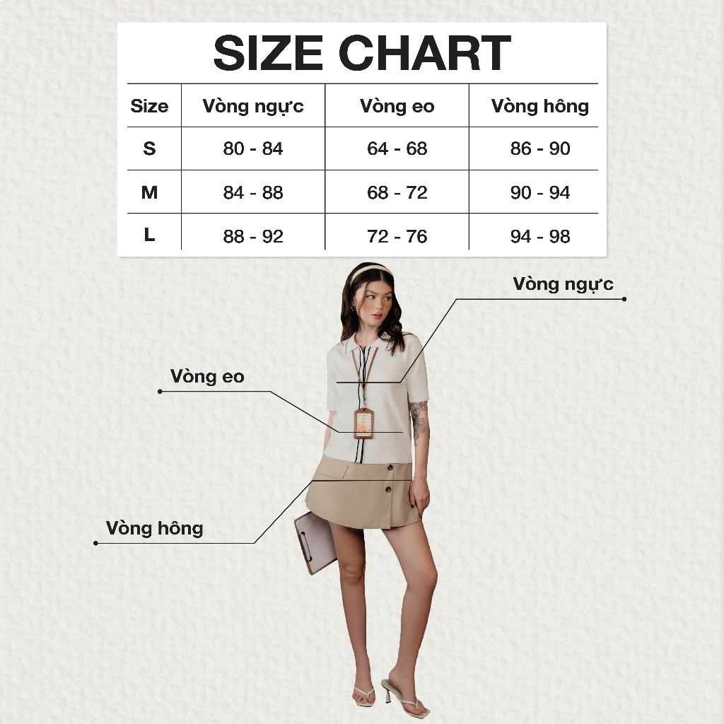 Ảnh DOTTIE - Chân váy mini dáng A - Beige - S0278 2