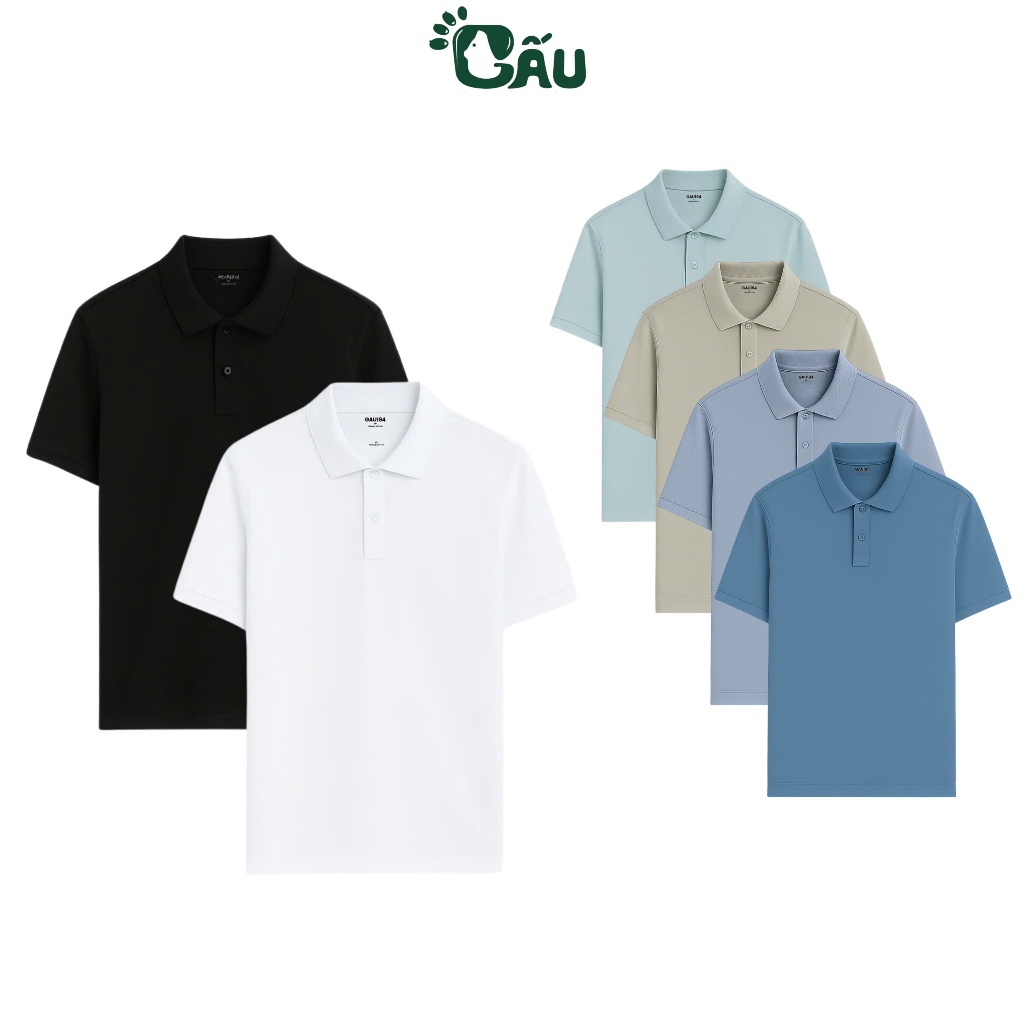 Áo thun polo nam Gấu 194 vải cá sấu mè, co dãn 4 chiều dày dặn form gerular fit – PL Mè