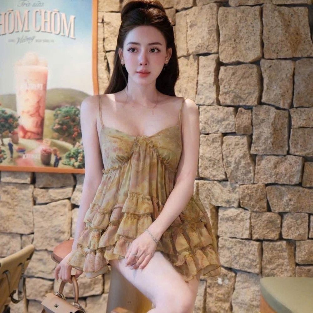 Váy nữ 2 dây babydoll tầng xoè tầng, đầm nữ phong cách tiểu thư sang chảnh Zemma HCOM26058