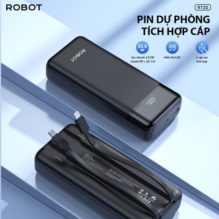 Pin sạc dự phòng RT25 20000mAh sạc nhanh 22.5W ROBOT tich hợp cap sạc