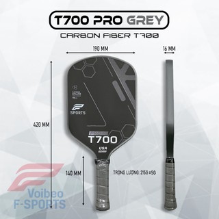 [Hàng Cao Cấp] Vợt Pickleball F-Sports T700 Pro - Carbon T700 Nhám Cao Cấp, Tăng Kiểm Soát Tối Đa