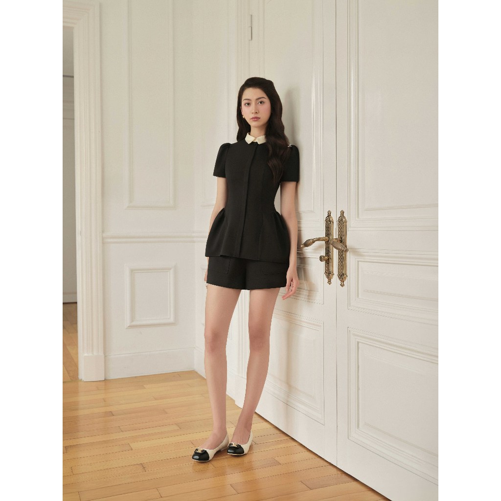Ảnh Set đồ áo peplum cổ đức nơ cổ 2T24.2504K phối quần short 3S09.2504K – Bộ đồ công sở tiểu thư thiết kế bởi JM Dress 2