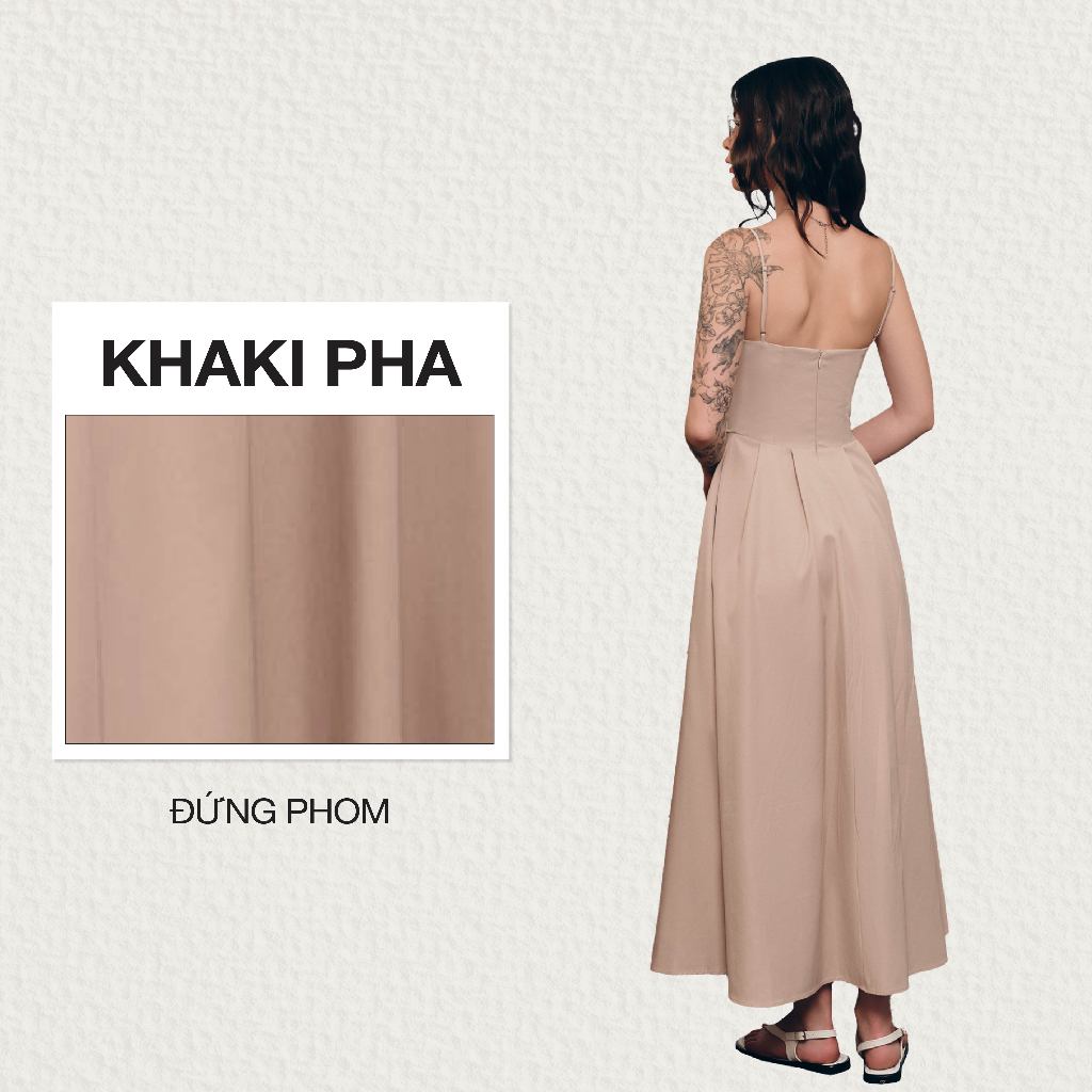 Ảnh DOTTIE - Đầm midi xoắn ngực - Beige - D0701 1