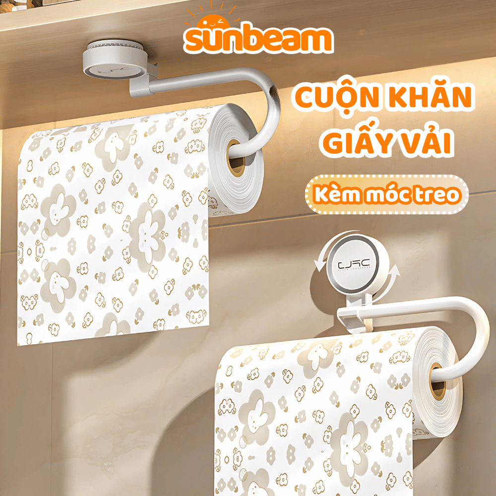 Cuộn 100-200 Khăn Giấy Vải Lau Đa Năng, Lau Bếp, Lau Chén Bát SUNBEAM Tái Sử Dụng, Siêu Thấm Hút