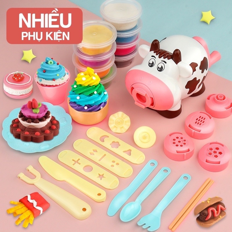 Đồ Chơi Đất Nặn Tạo Hình Theo Khuôn Bò Sữa Làm Kem Làm Mì Dụng Cụ Đất Nặn An Toàn - PUPU HOUSE