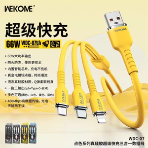 Cáp Sạc Nhanh 3 Đầu (Ba Đầu) Đa Năng Wekome WDC-07th 3in1 66W – Dây Cáp Sạc Nhanh 3 Đầu (Ba Đầu) Đa Năng tại OKSEPVN
