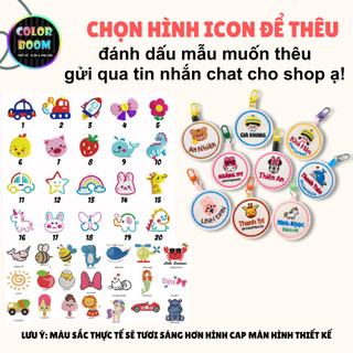 Móc Khoá/Tag treo Thêu Tên Theo Yêu Cầu - Hình tròn- Size 7cm -ColorBoomShop