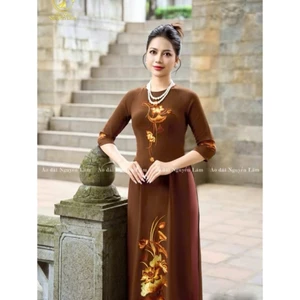 Áo Dài Đi Chùa Có Lớp Lót Cổ Cao Và Cổ Tròn Thêu 100% [Co Giãn Nhẹ, Thấm Hút] - Áo Dài Nguyễn Lâm
