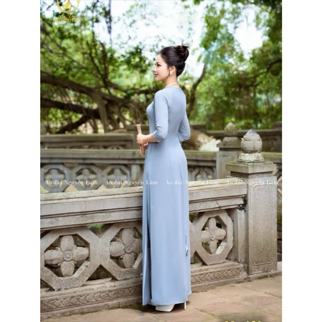 [MÃ GIẢM 100K] Áo Dài Đi Chùa Có Lớp Lót Cổ Cao Và Cổ Tròn Thêu 100% [Co Giãn Nhẹ, Thấm Hút] - Áo Dài Nguyễn Lâm