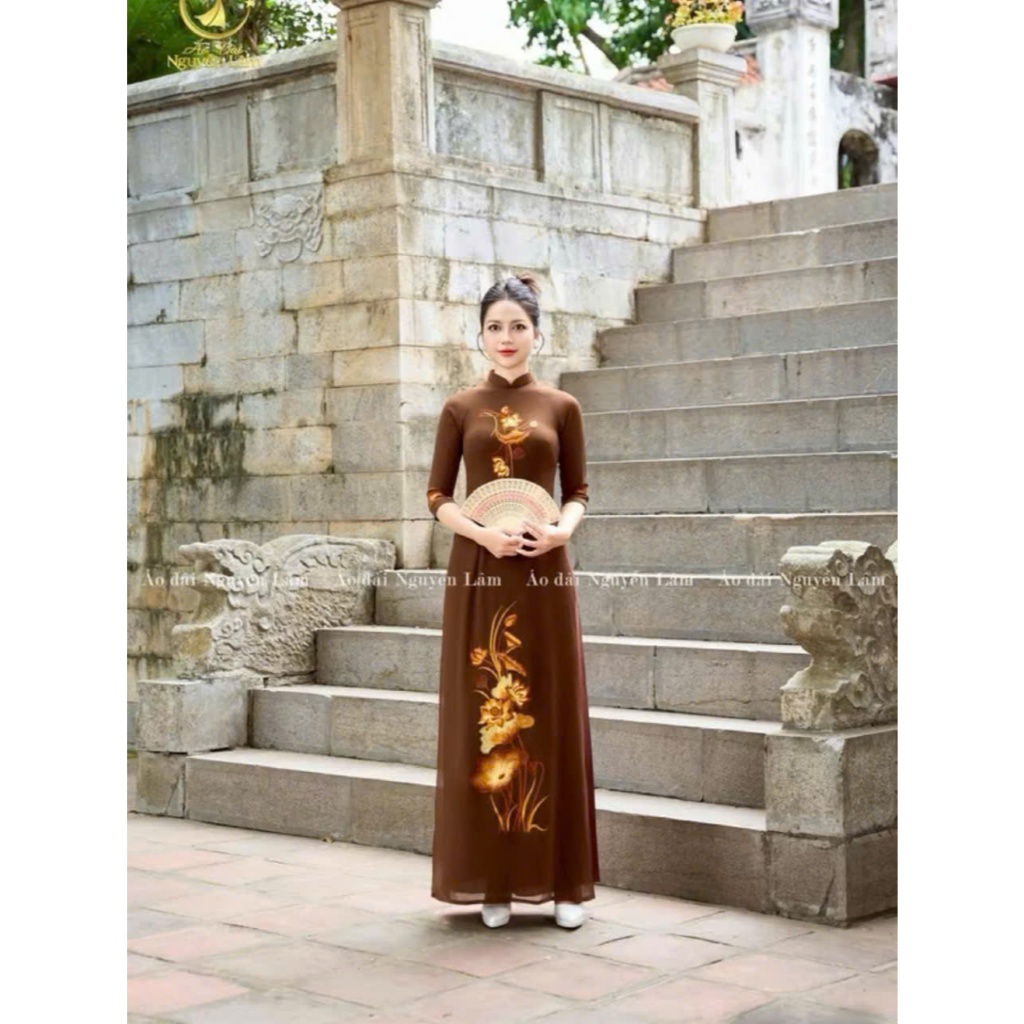 [MÃ GIẢM 100K] Áo Dài Đi Chùa Có Lớp Lót Cổ Cao Và Cổ Tròn Thêu 100% [Co Giãn Nhẹ, Thấm Hút] - Áo Dài Nguyễn Lâm