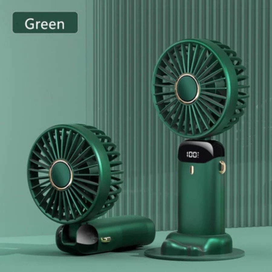 Quạt cầm tay tích điện, Quạt mini 5 tốc độ gió linh hoạt, Có thể gấp gọn, có dây đeo cổ