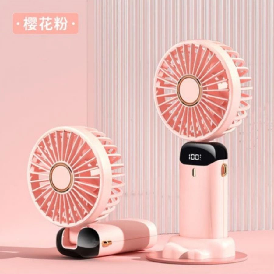 Quạt cầm tay tích điện, Quạt mini 5 tốc độ gió linh hoạt, Có thể gấp gọn, có dây đeo cổ