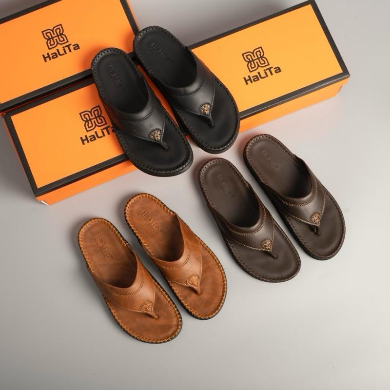 [Dép Da Bò Xỏ Ngón] Dép Da HaLiTa Siêu Bền, Da Cao Cấp, Đế Cao Su Nhẹ & Êm, Chỉ May Toàn Bộ Dép