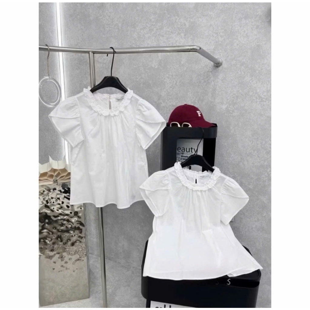 Áo babydoll tay bồng dáng rộng cổ phối bèo siêu xinh TAM A63
